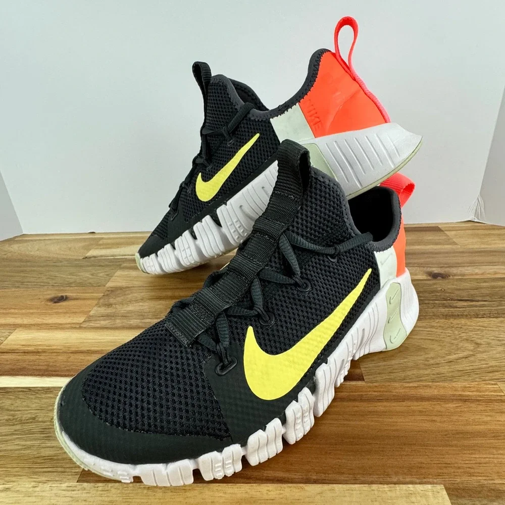 Nike Free Metcon 4 Training Shoes Black‎ Yellow Orange Womens Size 8.5